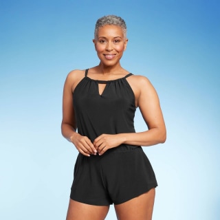 Women&#039;s UPF 50 High Neck Swim Romper with Pockets One Piece Swimsuit