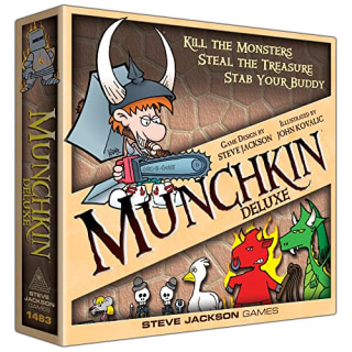 Munchkin Deluxe Board Game (Base Game), Family Board &amp; Card Game, Adults, Kids, &amp; Fantasy Roleplaying Game, Ages 10+, 3-6 Players, Avg Play Time 120 Min, From Steve Jackson Games