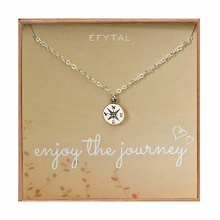 EFYTAL Graduation Gifts for Her, Sterling Silver Compass Necklace on Enjoy The Journey Card, New Grad Gift, Jewelry for Travel or Long Distance For Women