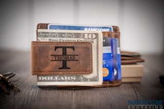 Personalized Leather Money Clip