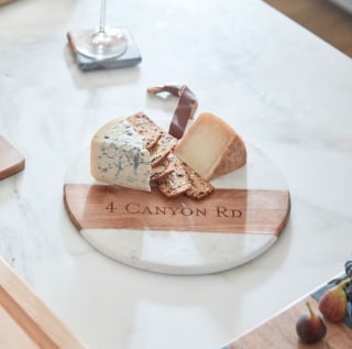 Wood and Marble Round Cheese Board