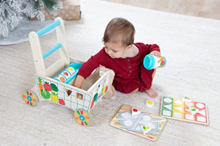 Melissa &amp; Doug Wooden Shape Sorting Grocery Cart Toy