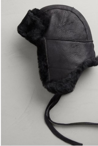 black shearling trapper hat