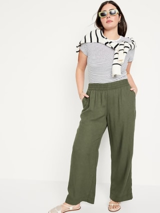 High-Waisted Linen-Blend Wide-Leg Pants