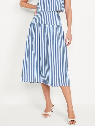 Dropped-Waist Midi Skirt