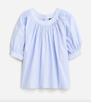 Smock-Neck Puff-Sleeve Top