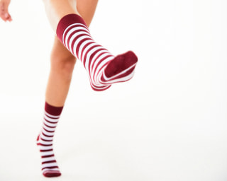 Maroon + White Striped Socks