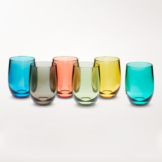 Multi-Colored Stemless Wine Glasses (Set of 6)