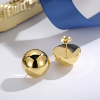 Gold Silver Half Ball Stud Earrings