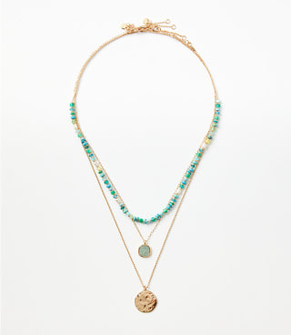 Coin Beaded Layered Necklace