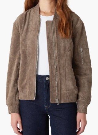 Faux Suede Bomber Jacket