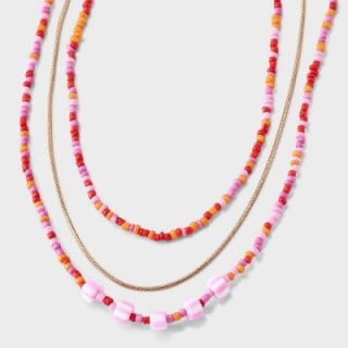 Mini Beaded and Disc Charm Layer Necklace