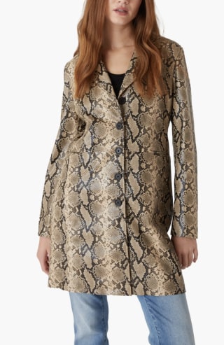 Snake Print Faux Leather Jacket