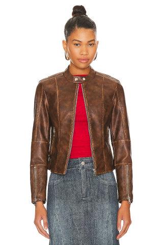 Steph Faux Leather Moto Jacket