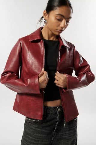 Fallon Snake Embossed Faux Leather Jacket