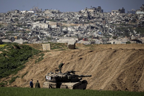 An Israeli soldier at the border with the Gaza Strip