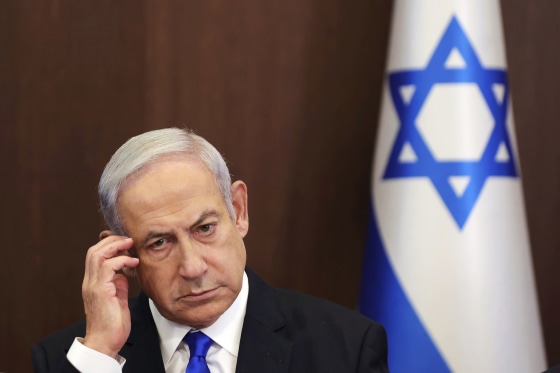 Israeli Prime Minister Benjamin Netanyahu in the prime minister's office in Jerusalem on June 25, 2023. 