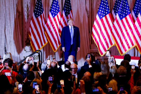 Donald Trump greets the crowd