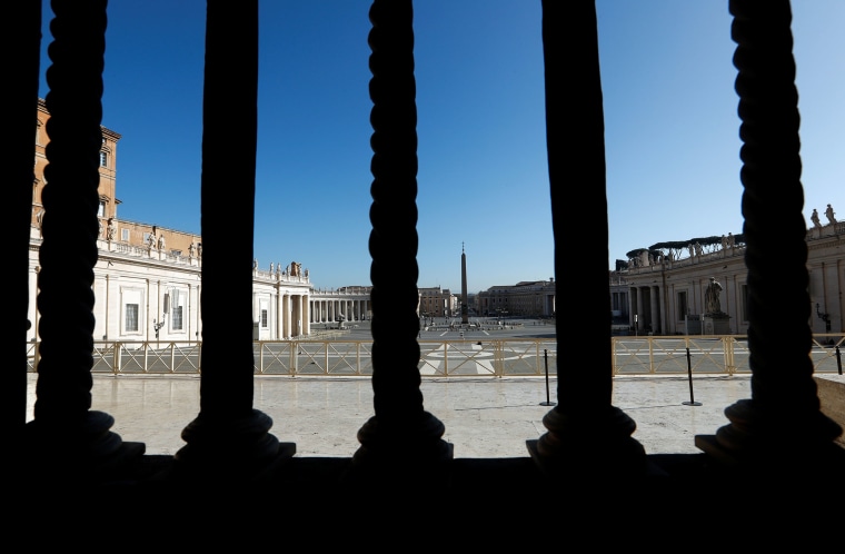 Image: Saint Peter's Square a day before the Vatican releases its long-awaited report into disgraced ex-U.S. Cardinal Theodore McCarrick, at the Vatican