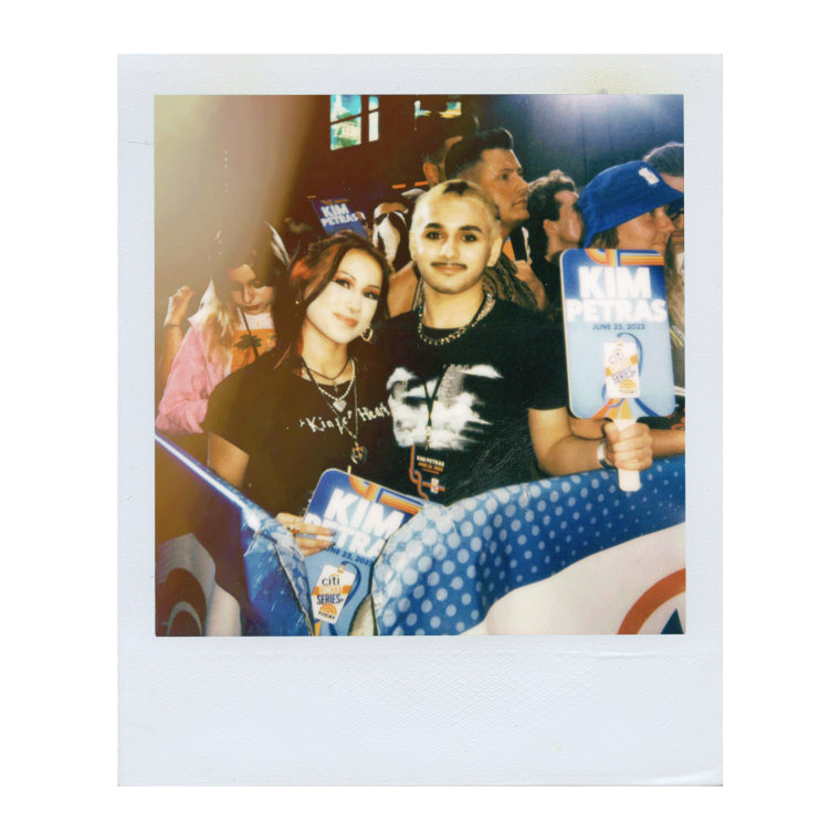 Polaroid of siblings with homemade shirts at Rockefeller Plaza during the Citi Concert Series on the TODAY show.