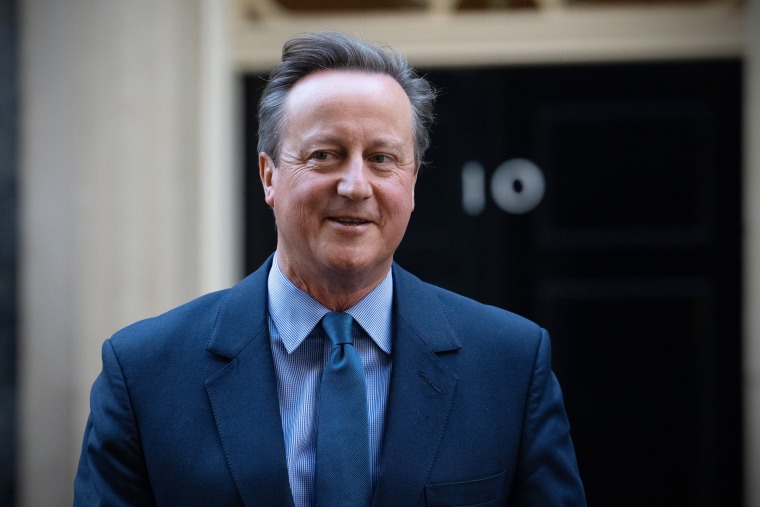 Britain's former Prime Minister David Cameron leaves 10 Downing Street after being appointed foreign secretary in a cabinet reshuffle on Nov. 13, 2023.