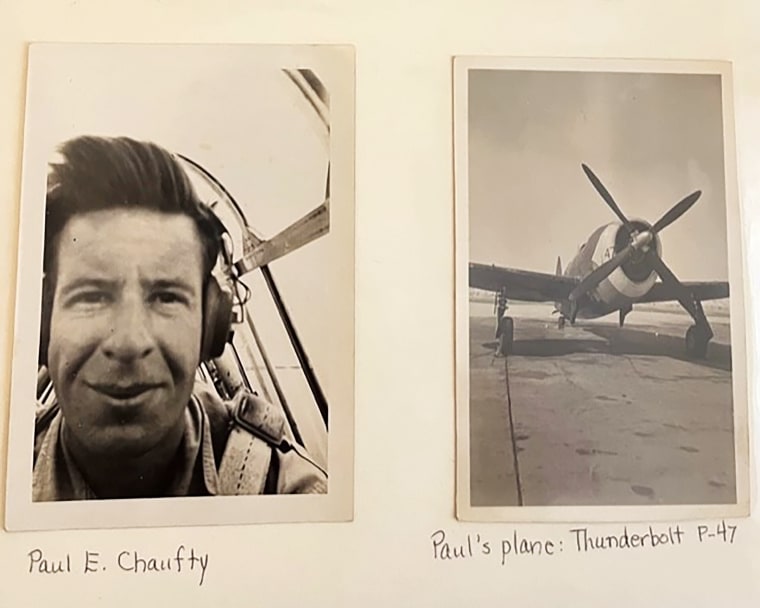 1st Lt. Paul Chaufty pictured in the cockpit of his P-47 Thunderbolt fighter plane.