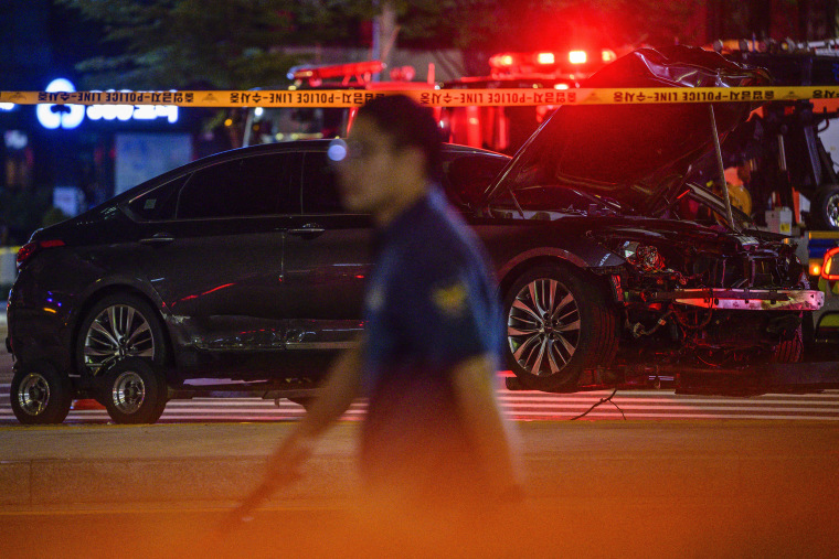 At least nine people were killed and four others were injured when a car struck pedestrians near Seoul city hall on July 1, police said.