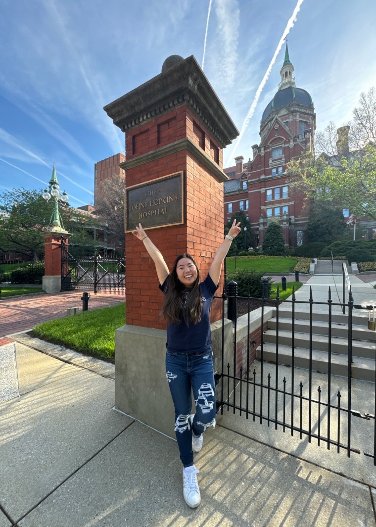 Nancy Chen smiles outside The Johns Hopkins Hospital