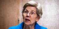 Sen. Elizabeth Warren, D-Mass., during a Senate hearing on April 19, 2023.