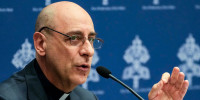 The prefect of the Vatican's Dicastery for the Doctrine of the Faith, Cardinal Victor Manuel Fernandez, presents the declaration 'Dignitas Infinita'