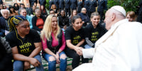 Pope Francis meets with the inmates