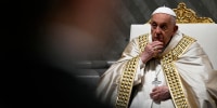 Pope Francis presides over a prayer service at St. Peter's basilica at The Vatican on May 9, 2024.