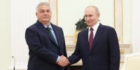 Viktor Orban and Vladimir Putin at the Kremlin in Moscow