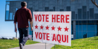 A voter enters a polling location.