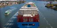  A large container ship 