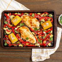 Make this brightly-flavored chicken dinner in two sheet-pans.