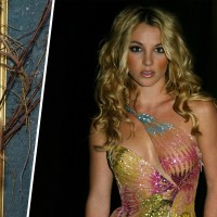 Left: Blake Lively in a sparkly floral gown. Right: Britney Spears in the same dress.