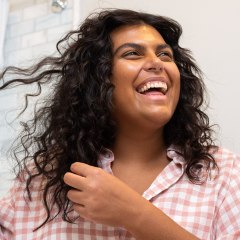 Woman with curly hair