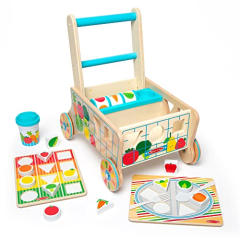 Melissa &amp; Doug Wooden Shape Sorting Grocery Cart