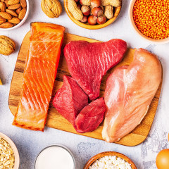 Sources protein - meat, fish, dairy products, nuts, legumes, and grains.