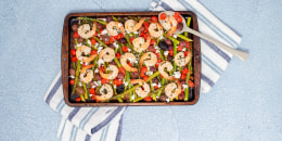 Make a delicious Mediterranean-style meal all in one sheet-pan.