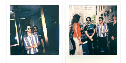 Jonas Brothers walk through the revolving doors of studio 1A before their performance for the Citi Concert Series for TODAY show.