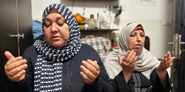 Gazan cancer patients Manal Abu Shaban, and Reem Abu Obedia who have been receiving treatment in Israel since before the war.