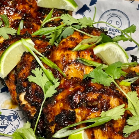 Hot Honey Grilled Chicken Thighs with Sweet Chili Dipping Sauce