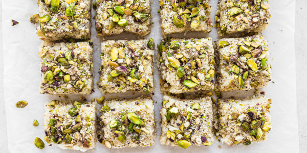 Coconut-Cardamom Barfi with Pistachio Crumble