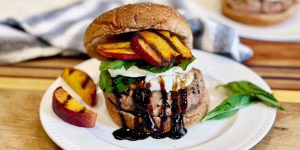 Peach Caprese Burgers