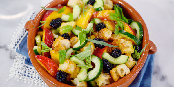 Peach and Blackberry Panzanella Salad