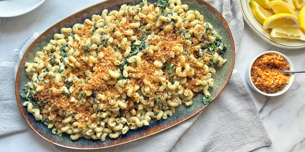 Spanakopita Pasta with Buttery Garlic Breadcrumbs