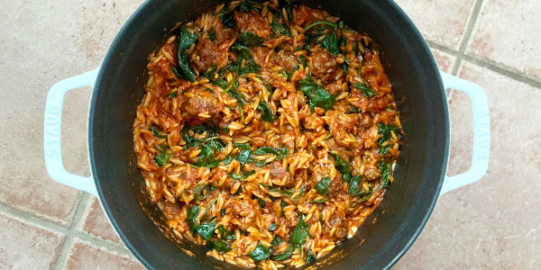 One-Pot Sausage Meatballs and Orzo