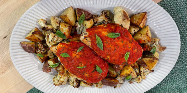 Cheesy Stuffed Chicken Breasts with Roasted Vegetables